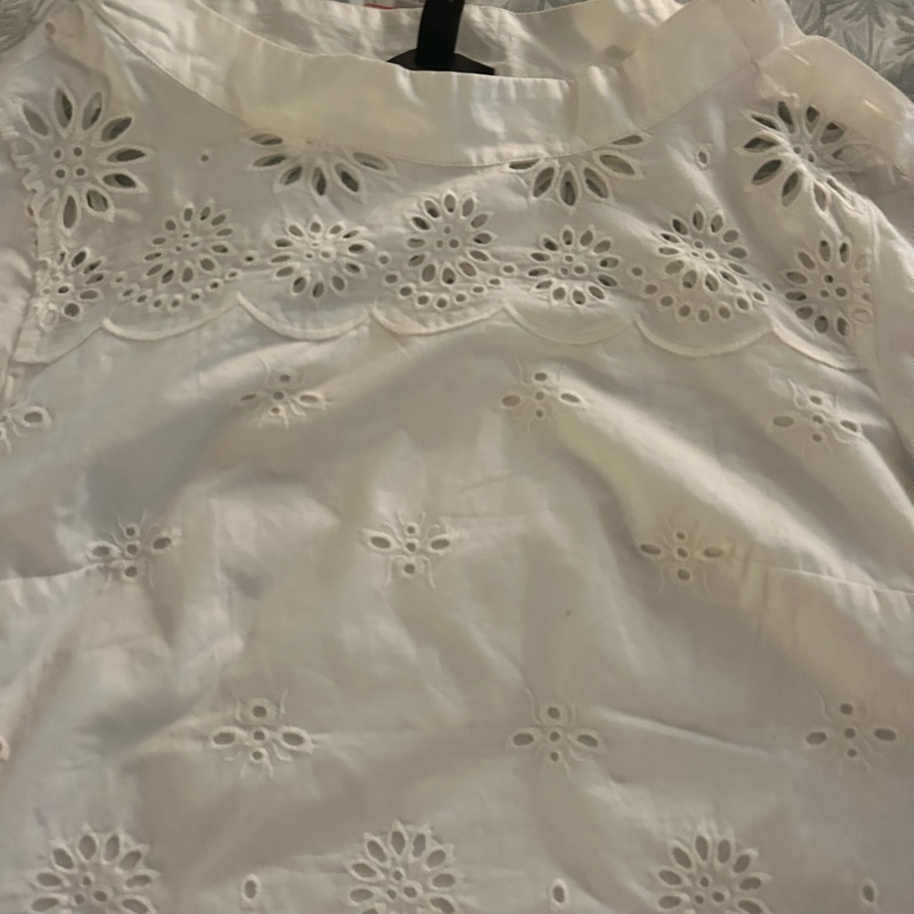 J.crew White Eyelet Lace Long Sleeve Top 00p NWT - Picture 6 of 11